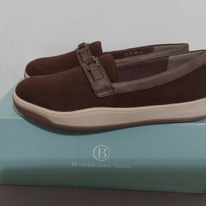 Life Stride (Bzees) Brown Slip-On Loafers with Buckle Detail